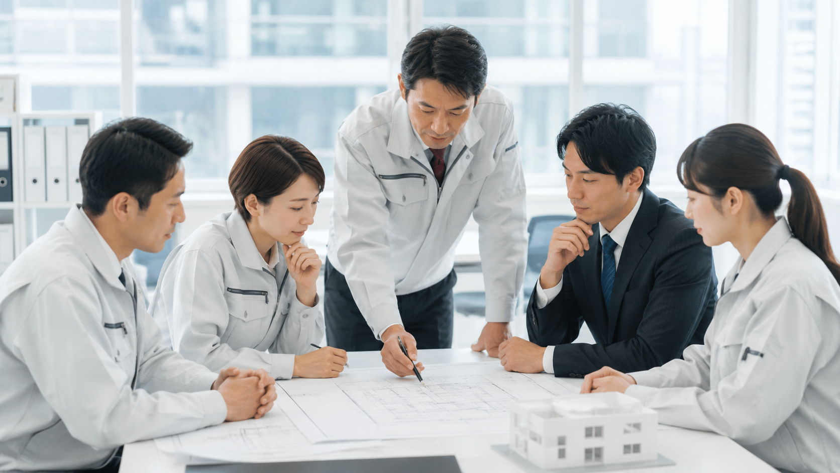 建設会社の打ち合わせ風景